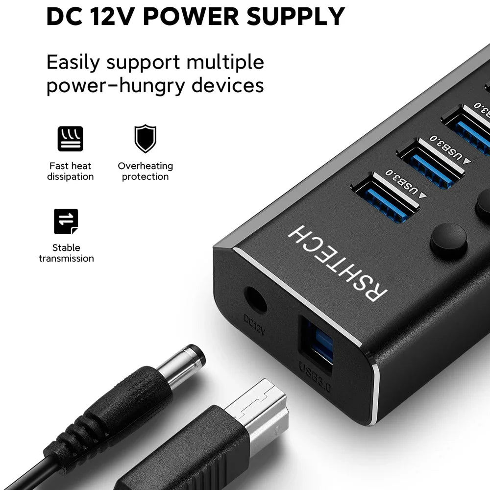Purilite Select USB 3.0 Hub – Aluminum 10/13/16-Port Expander