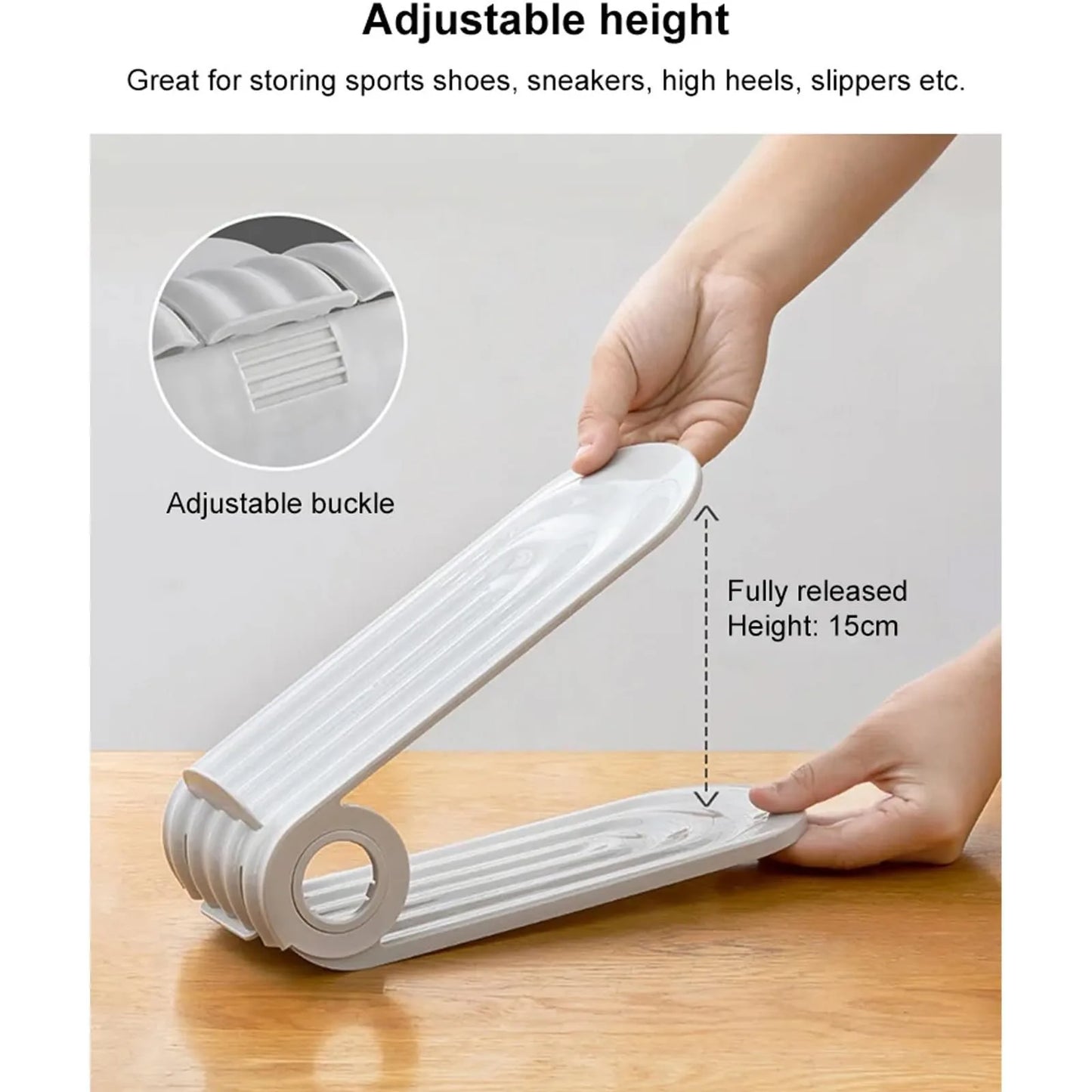 Purilite Select | Adjustable Shoe Slots Organizer | Double Layer Space Saver Shoe Stacker for Closet Organization