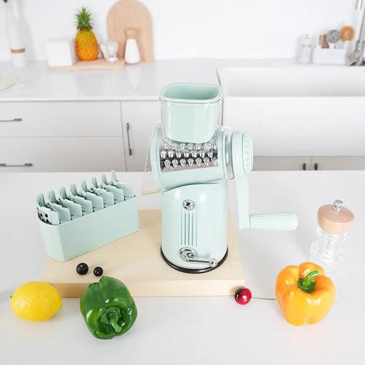 Purilite Select 5-Blade Manual Rotary Vegetable Grater Cheese Nut Cutter Multifunctional Mandolin Slicer