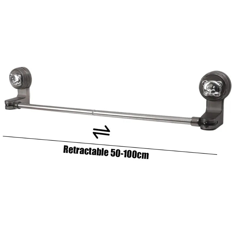 Purilite Select Suction Cup Retractable Towel Bar pair | Wall Mounted Non-Drill Adjustable Holder | Waterproof Multipurpose Rack Set of 2