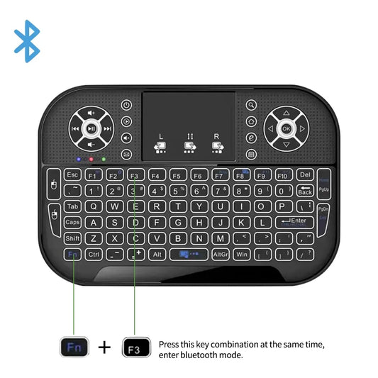 Purilite Select A8 Mini Bluetooth + 2.4G Dual-Mode Backlit Keyboard – Touchpad, Remote Control for Windows/Android TV