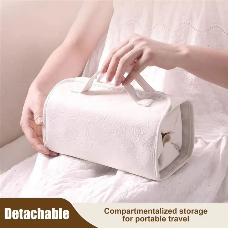 Purilite Select Travel Toiletry Bag | PU Leather Roll-Up Cosmetic Organizer | Hanging Makeup Bag with Detachable Compartments