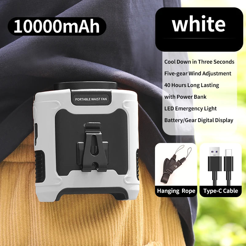 Purilite Select 20000mAh Outdoor Portable Waist & Hanging Neck Fan