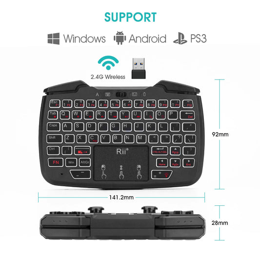 Purilite Select RK707 2.4GHz Wireless Portable Game Controller Keyboard Mouse Combo
