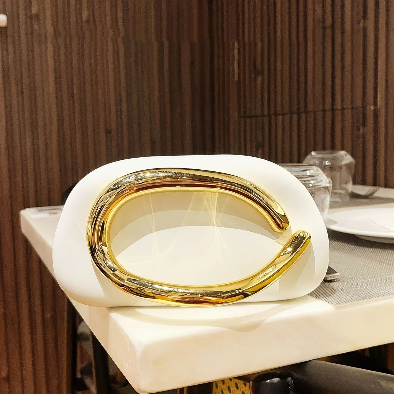 Purilite Select Gold Metal Closure Box Clutch Bag
