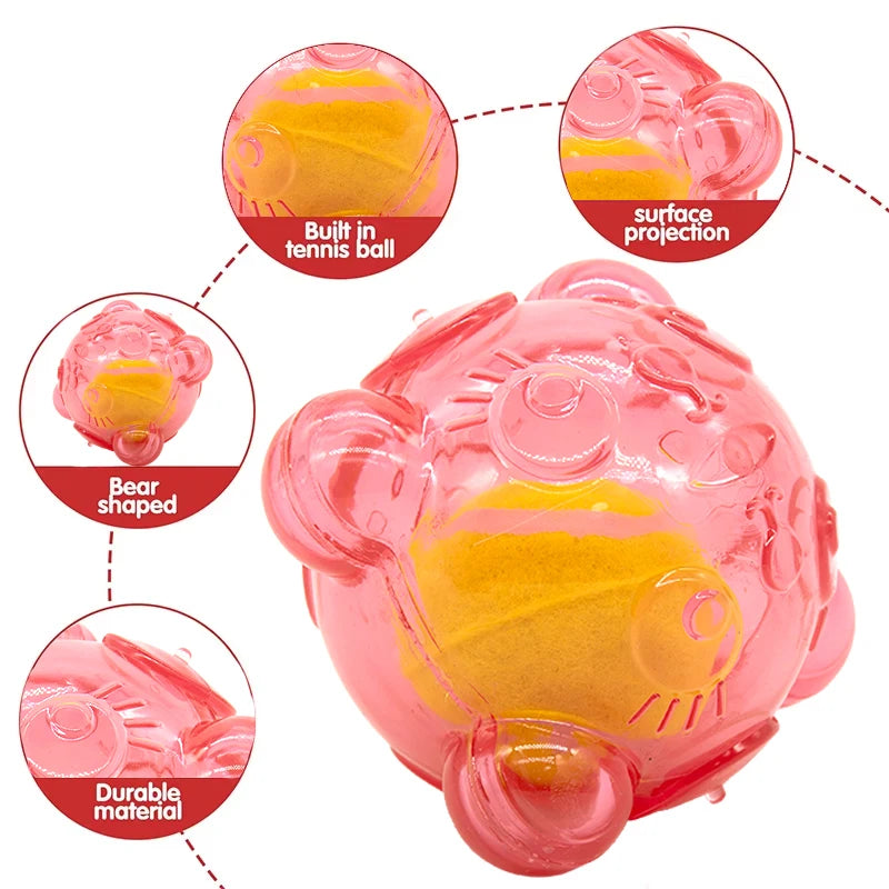 Purilite Select Dog Chew Toy Squeaky Rubber Puppy Toy with Bear Head Design for Small and Large Dogs