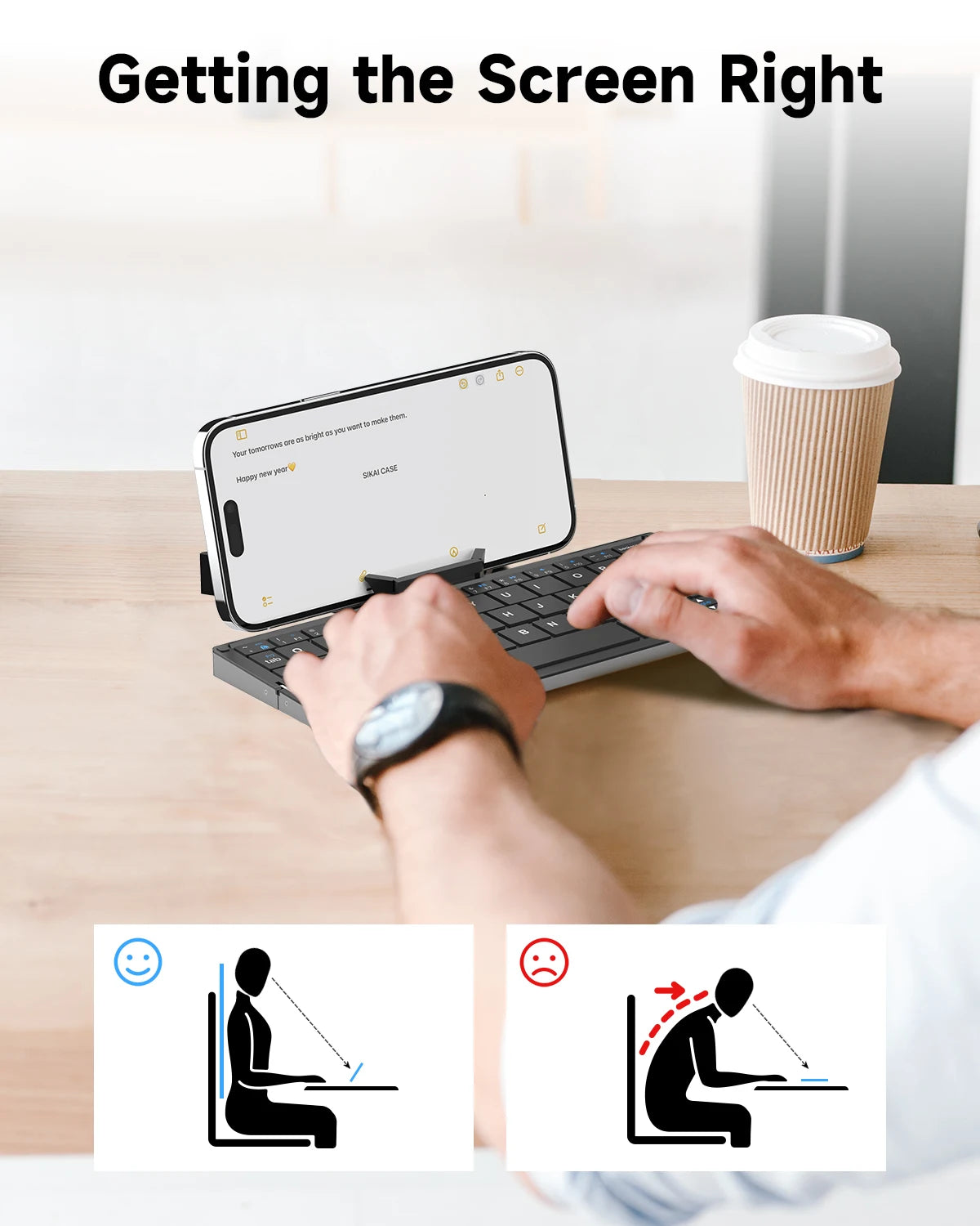 Purilite Select Portable Foldable Bluetooth Keyboard | Wireless Mini Keypad | Hidden Stand | Rechargeable | Multi-Device Compatible