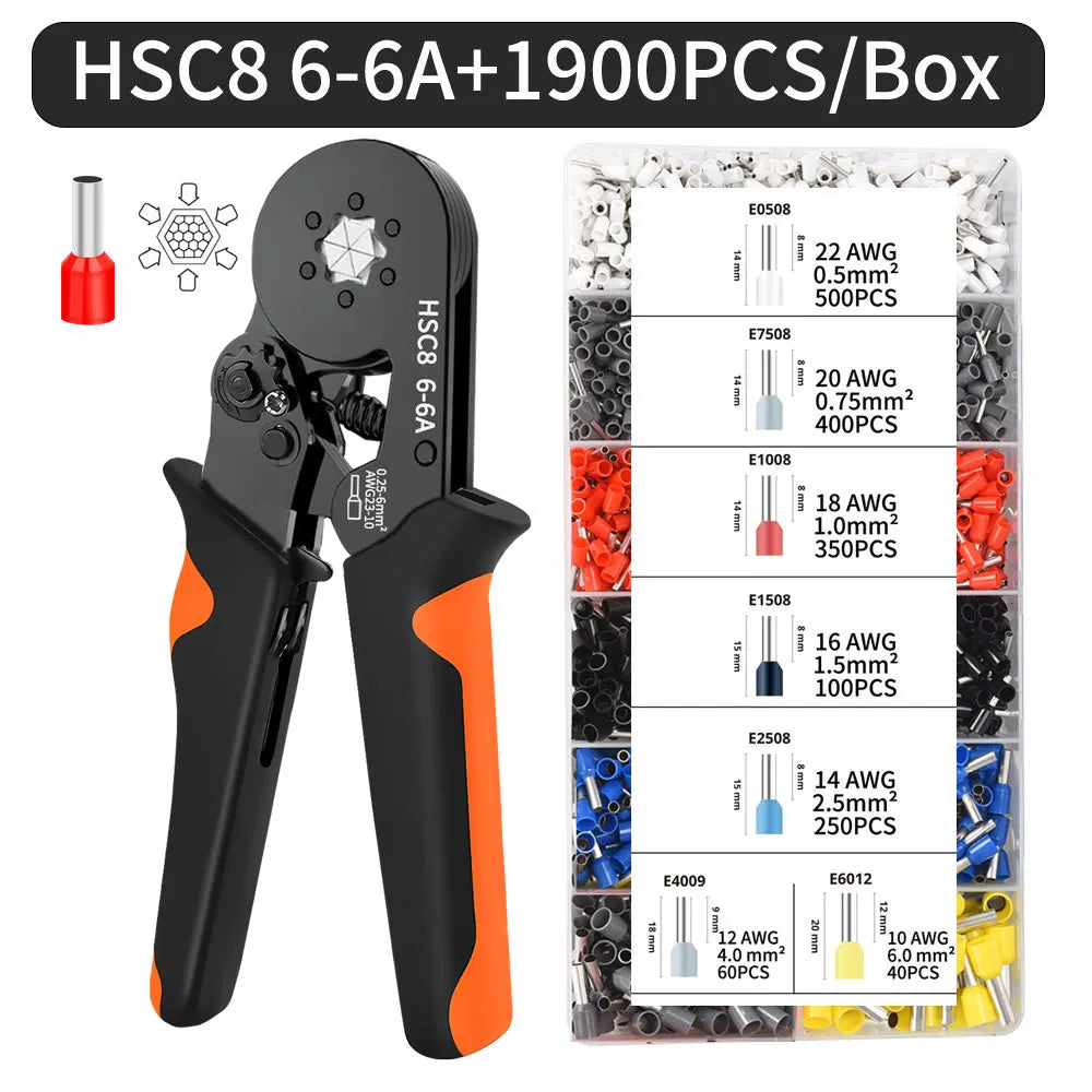 Purilite Select Hexagonal Self-Adjustable Ratchet Ferrule Crimping Tool Kit