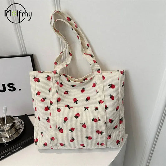 Purilite Select Corduroy Strawberry Tote Bag