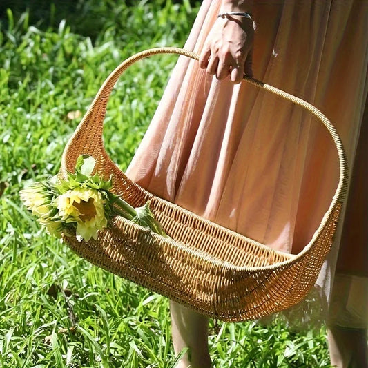 Purilite Select Handwoven Natural Rattan Bread Fruit Basket