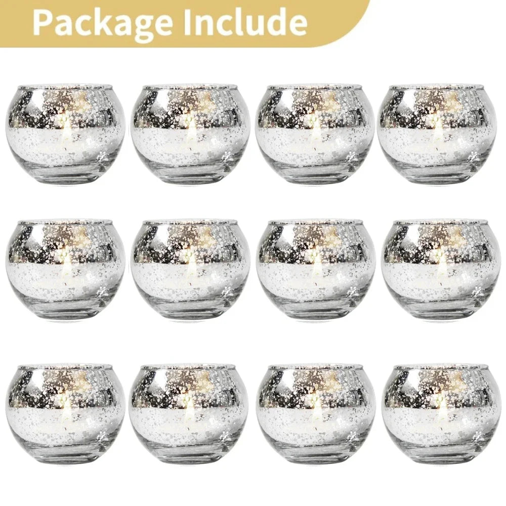 Purilite Select 6/12Pcs Round Speckled Glass Votive Candle Holders