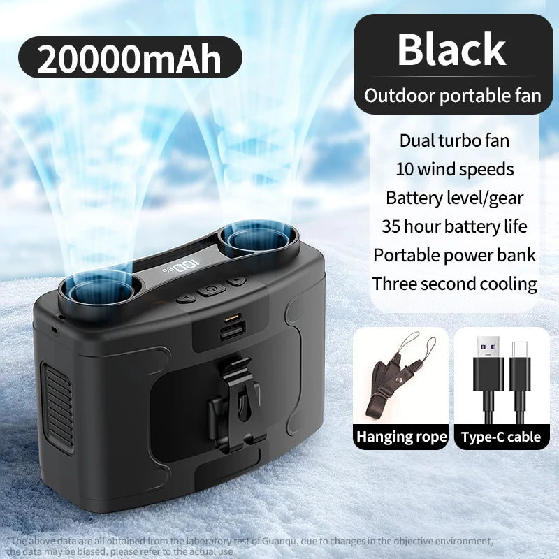 Purilite Select 20000mAh Outdoor Portable Waist & Hanging Neck Fan