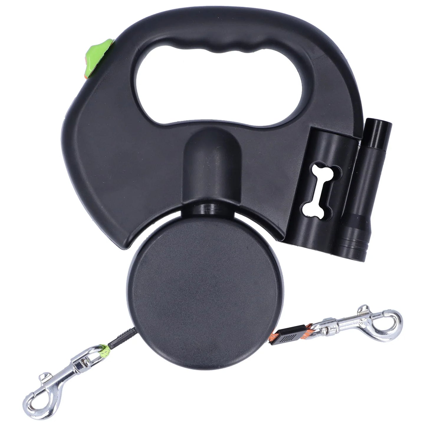 Purilite Select Retractable Double Dog Leash with Flashlight & Bag Dispenser