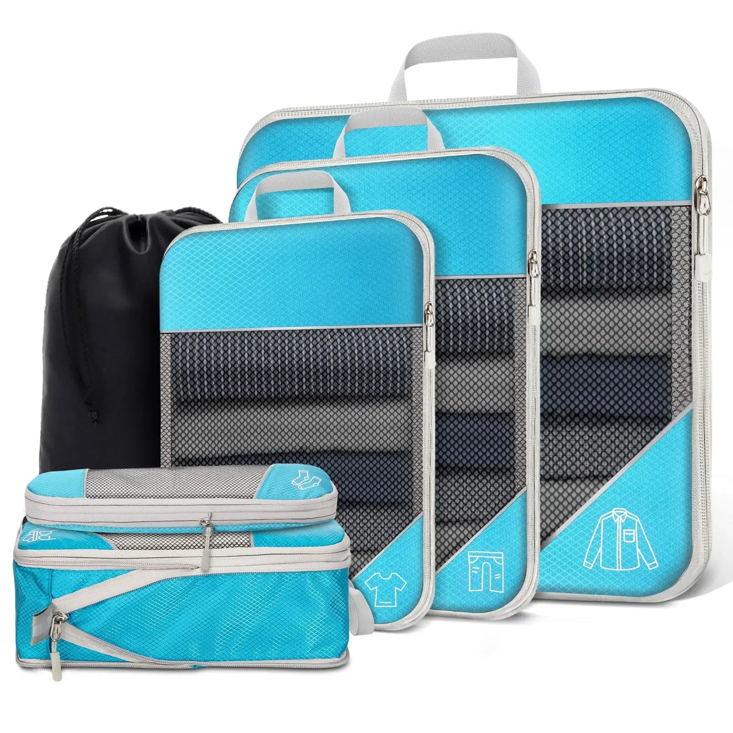 Purilite Select 5‑6 PCS Compressed Travel Packing Cubes Set