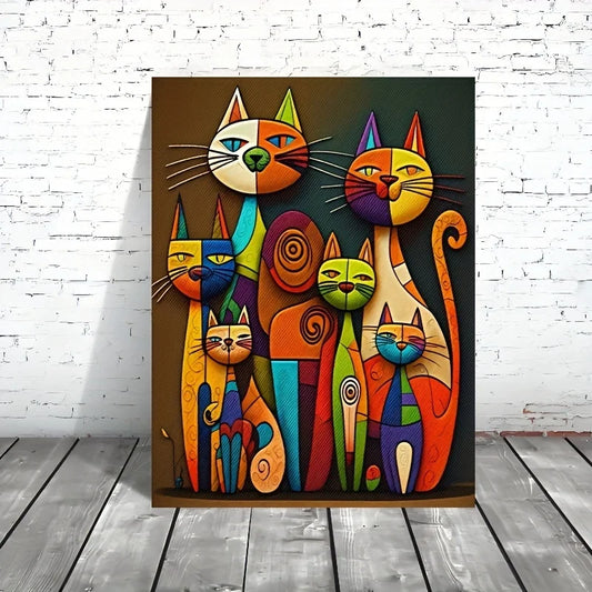 Purilite Select Colorful Abstract Cat Canvas Art
