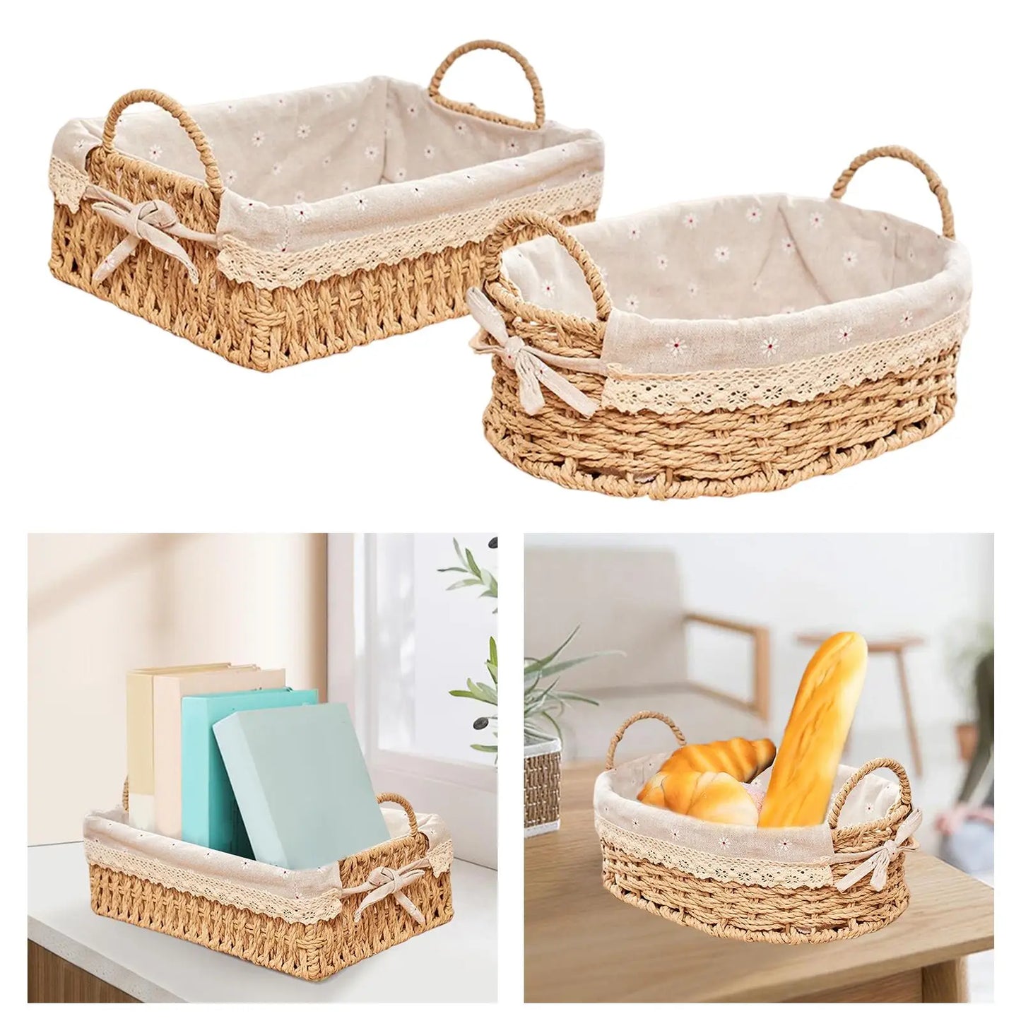 Purilite Select Handwoven Woven Storage Basket with Handles
