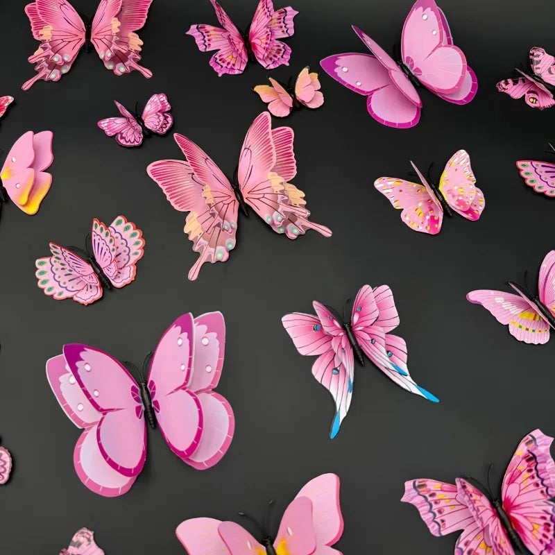 Purilite Select 12Pcs 3D Double Layer Butterfly Wall Stickers