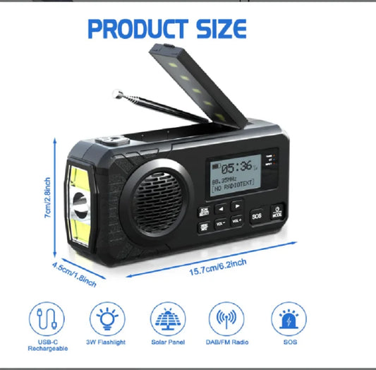 Purilite Select DAB+ Portable Hand Crank Solar Emergency Radio with Bluetooth
