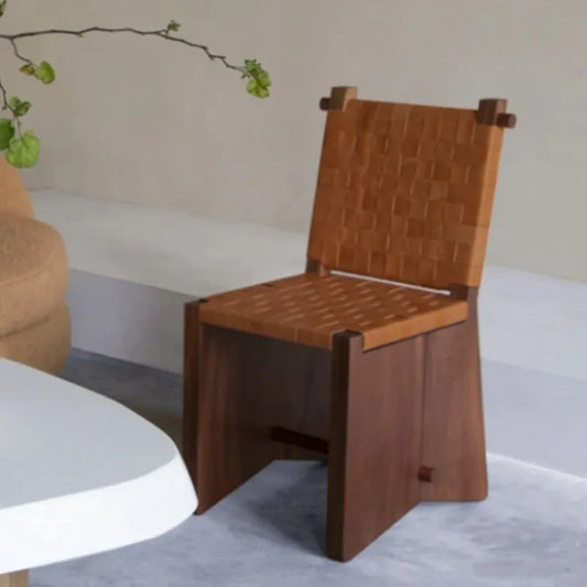 Purilite Select Saddle Leather Weaving Dining Chair