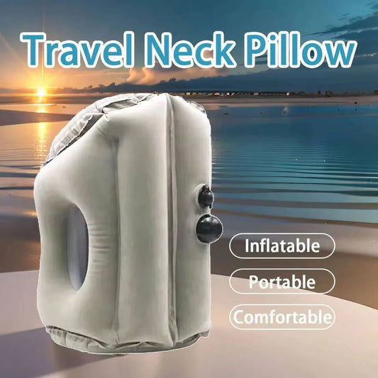 Purilite Select Inflatable Travel Pillow | Flocking Sleeping Pillow | U-Shape Neck Cushion | Long Distance Travel | Aircraft Lunch Rest Pillow