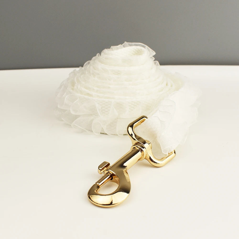 Purilite Select Custom Engraved White Lace Dog Collar & Leash Set