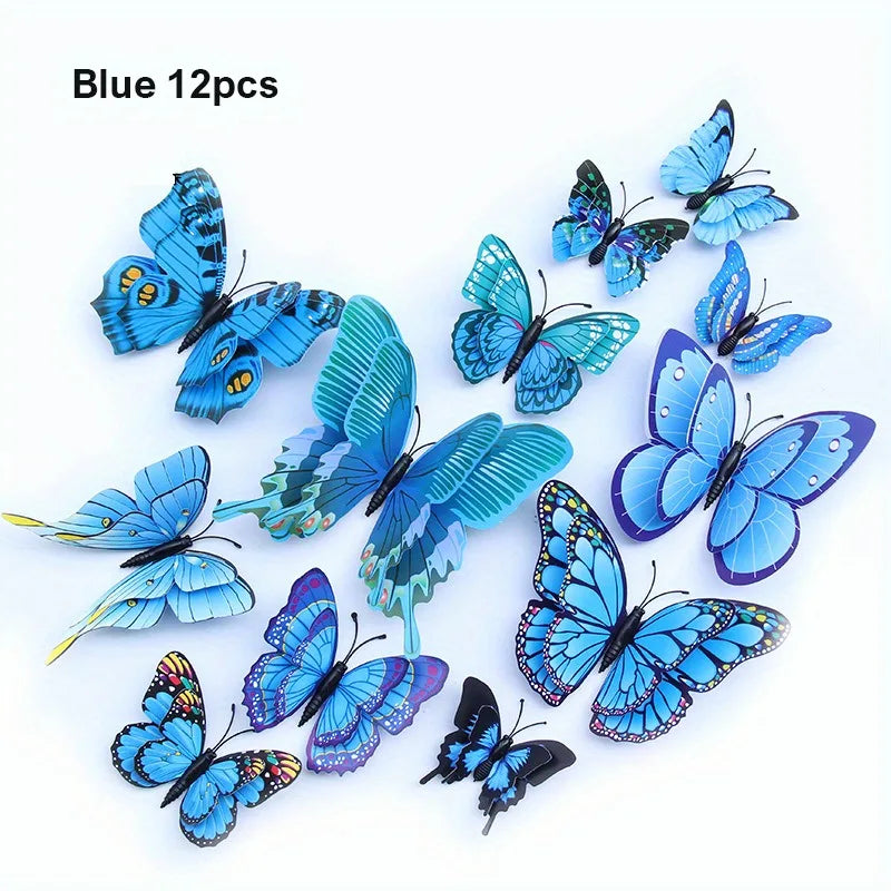 Purilite Select 12Pcs 3D Double Layer Butterfly Wall Stickers