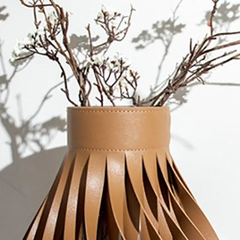 Purilite Select Luxury Aesthetic Glass & Leather Vase
