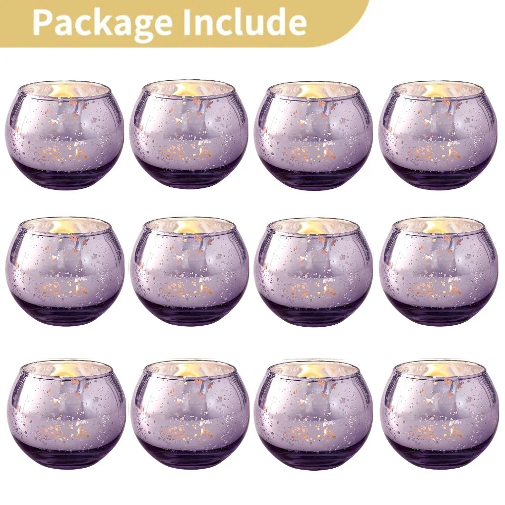 Purilite Select 6/12Pcs Round Speckled Glass Votive Candle Holders