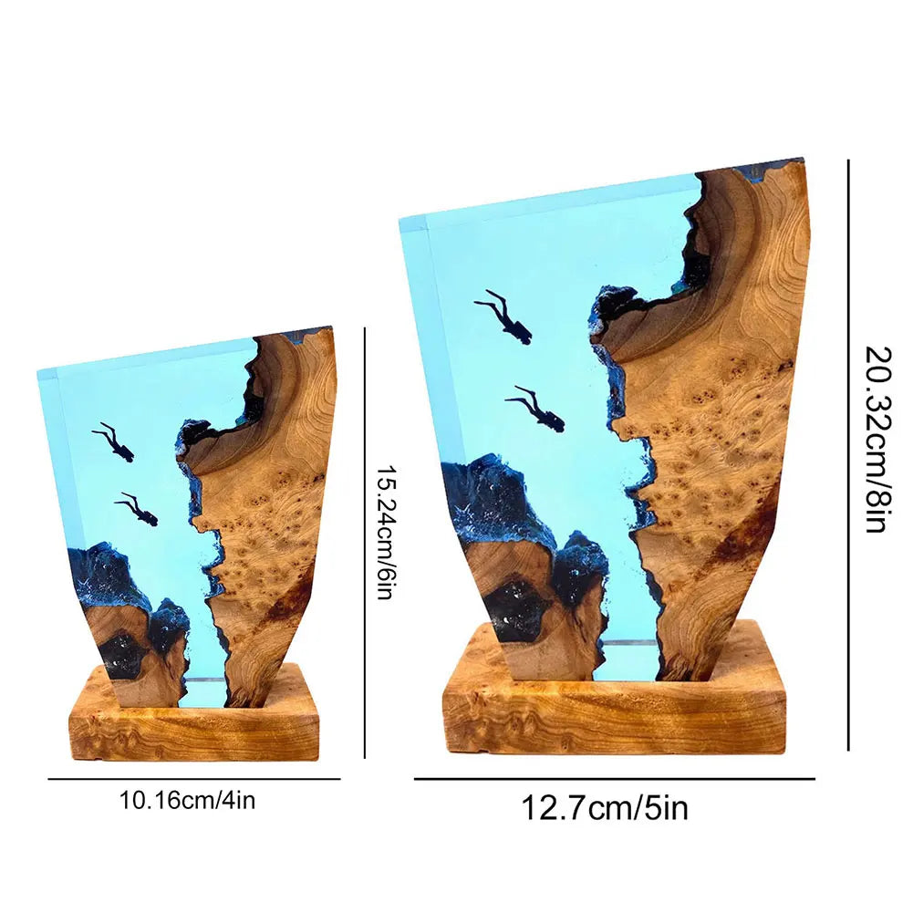 Purilite Select Seabed Exploration Resin Table Light | Deep Sea Diver Night Lamp | Artistic Desk & Bedroom Decor