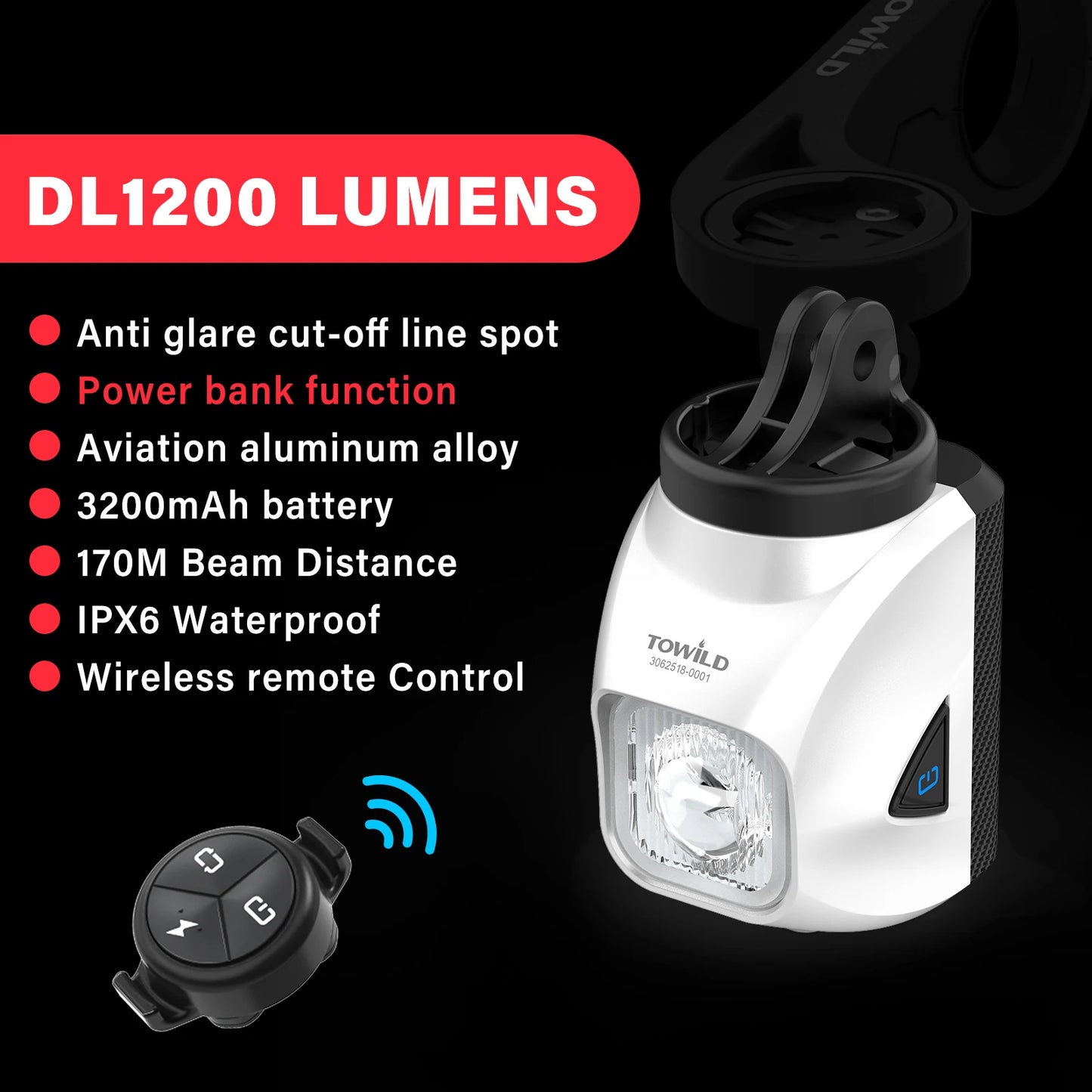 Purilite Select DL1200S/DL1700 Bicycle Light With Cut-Off Line Beam