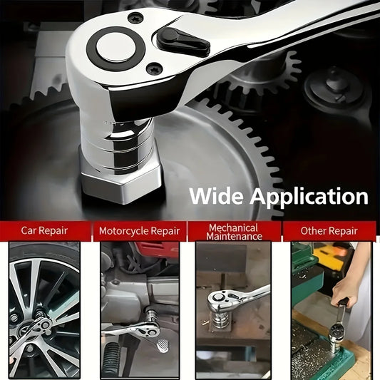 Purilite Select 15-Piece 1/4 Ratchet Wrench Socket Set – Standard 24 Teeth with 100MM Extension Rod for Car Repair & Metalworking