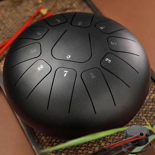 Purilite Select | 8 Inch Steel Tongue Drum 11 Notes | Key of F Handpan Drum | Meditation Yoga Musical Instrument with Carry Bag