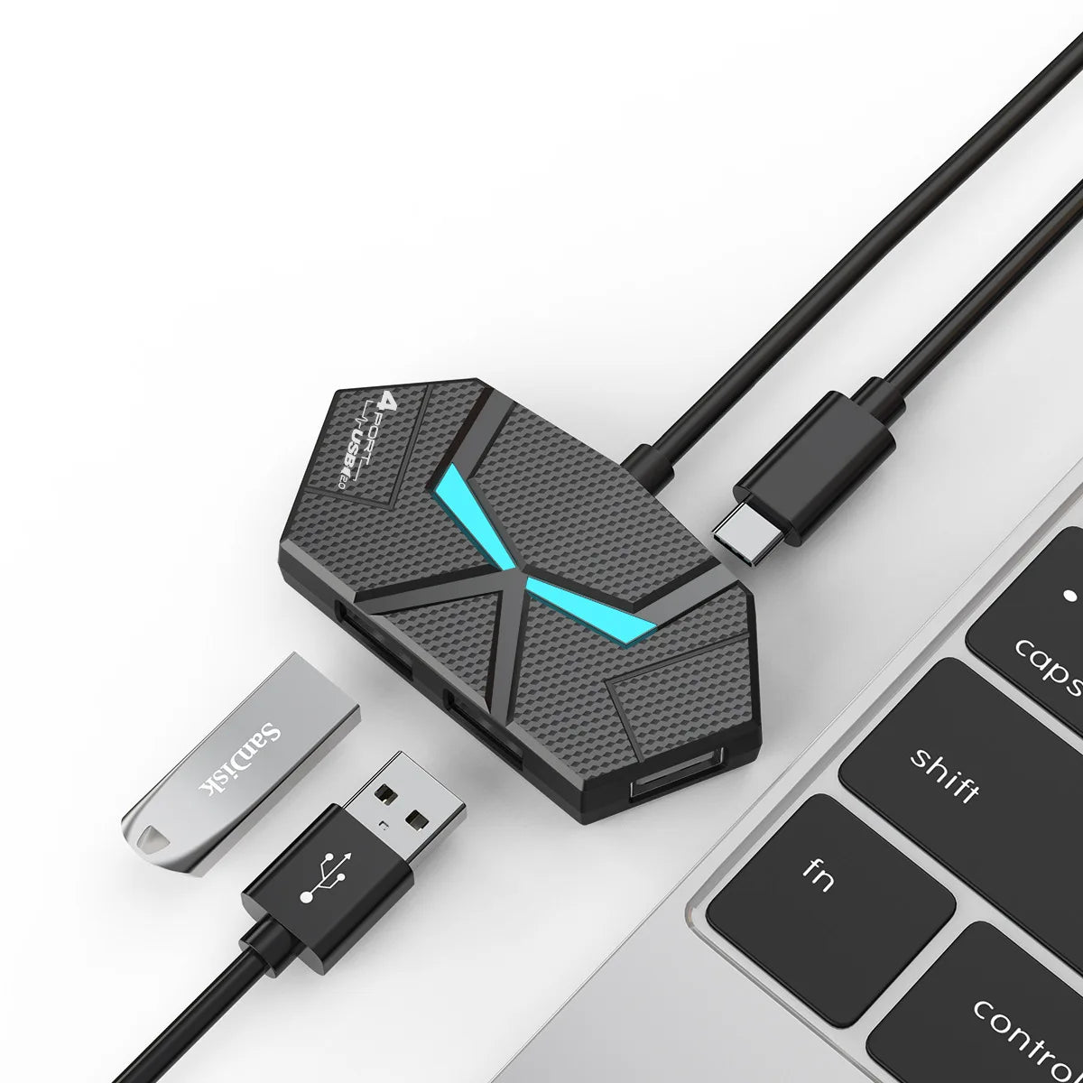 Purilite Select 0.6CM/1.2M 7-Port USB2.0 Hub