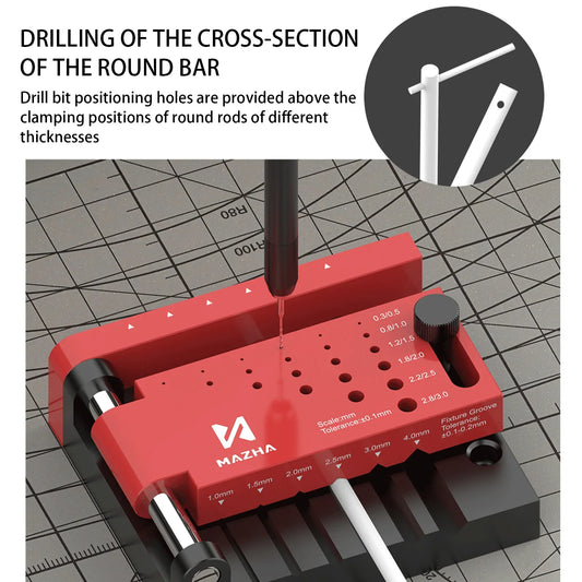 Purilite Select T0012 Plastic Borehole Positioner Locator – Round Rod Center Drilling Fixture Tool for DIY Hobby & Model Making
