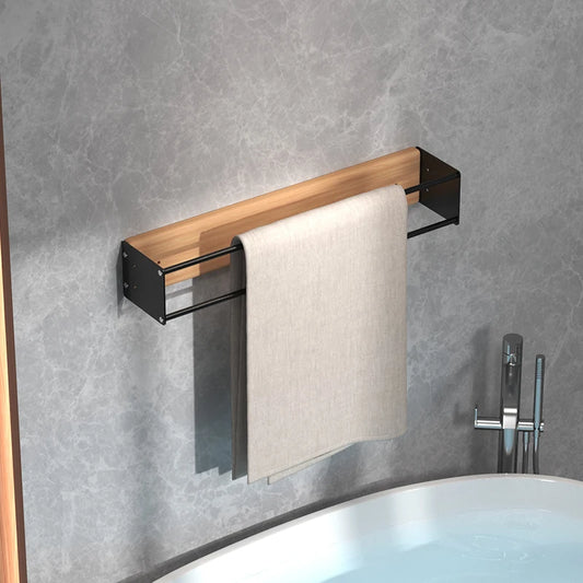 Purilite Select Wooden Board Wall-Mounted Metal Towel Rack