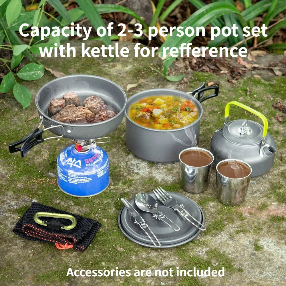 Purilite Camping Cookware Set (2“3 Persons with Kettle)