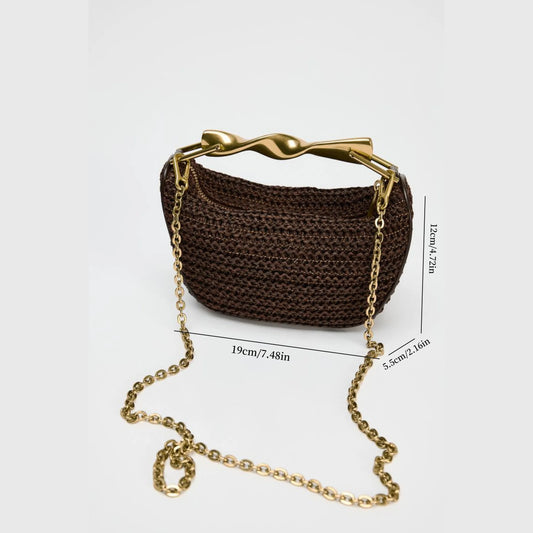 Purilite Select Summer Half-Moon Woven Straw Shoulder Bag