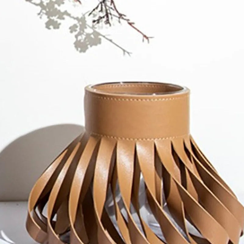 Purilite Select Luxury Aesthetic Glass & Leather Vase