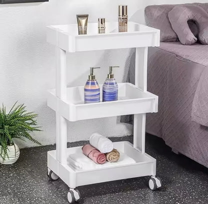 Three Layer Bathroom Storage Trolley Multifunctional Tool Cart  Snack Organizer with Wheels