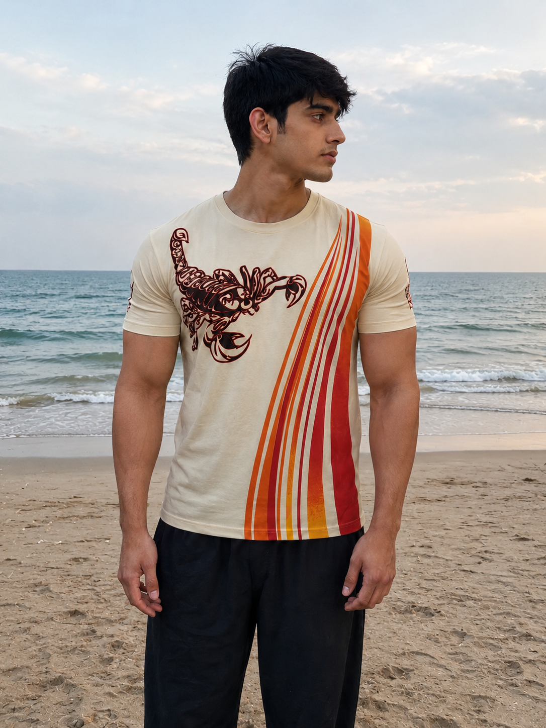 CLEARANCE SALE-Off White Tee Shirt | Large Size Performance Training Tee | Fitness Workout Sports Top | Unique Design Athletic Wear