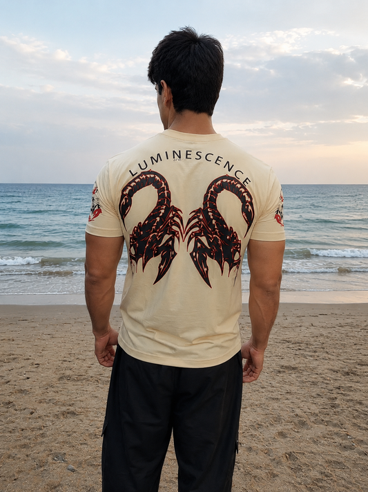 CLEARANCE SALE-Off White Tee Shirt | Large Size Performance Training Tee | Fitness Workout Sports Top | Unique Design Athletic Wear