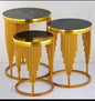 Gold Metal Nesting End Tables with Faux Marble Tops