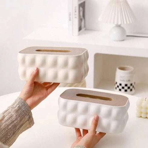 Modern Home Tissue Holder with Wooden Lid