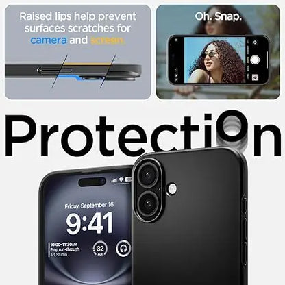 Apple iPhone 16 Thin Fit MagFit Case by Spigen ACS08186 Black