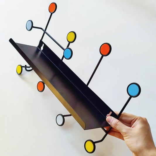 Nordic-Style Wall Shelf with 6 Hooks