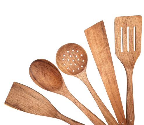 Premium Wooden Spoon Set 5-Piece Natural Kitchen Tools