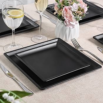 9.5" x 9.5" Square Melamine Plate – Black