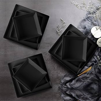 7.5" x 7.5" Square Melamine Plate – Black