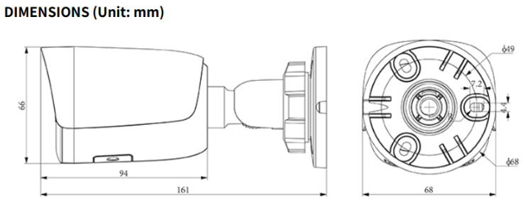 TC-C34WP Spec:W/E/Y/4mm/V4.0 Tiandy Lite Bullet 4MP Fixed 4mm