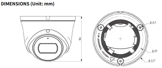 TC-C34XP Spec:W/E/Y/2.8mm/V4.0 Tiandy Lite Turret 4MP Fixed 2.8mm